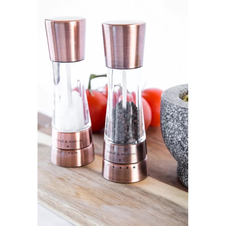 Cole&Mason - Set de râșnițe pentru sare și piper DERWENT, 2 bucăți, 19 cm, cupru