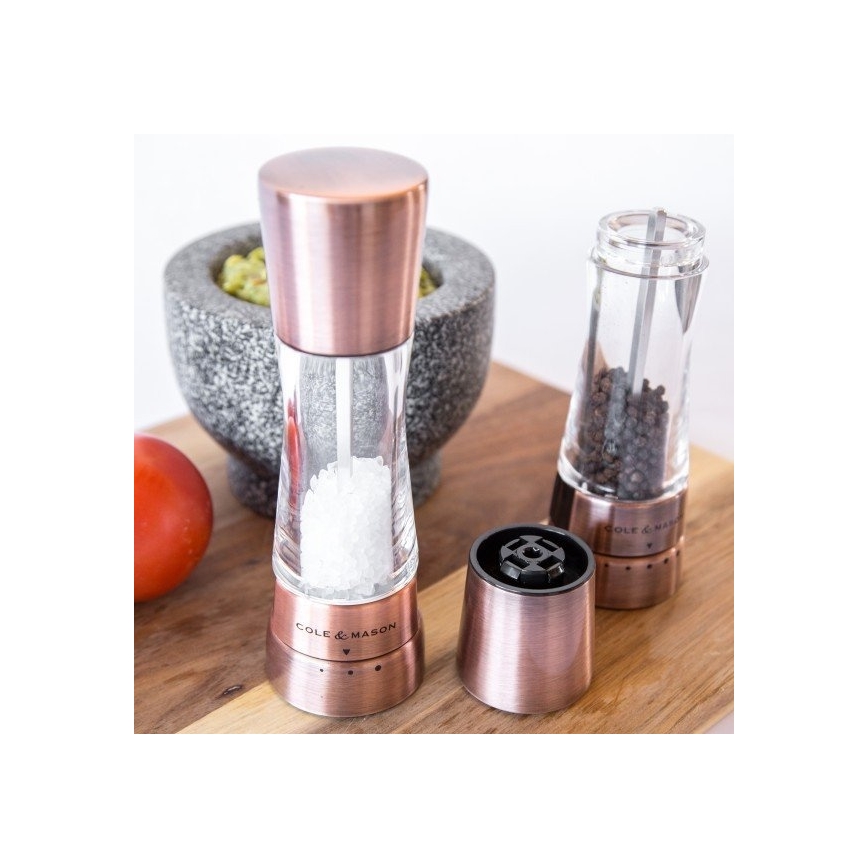 Cole&Mason - Set de râșnițe pentru sare și piper DERWENT, 2 bucăți, 19 cm, cupru