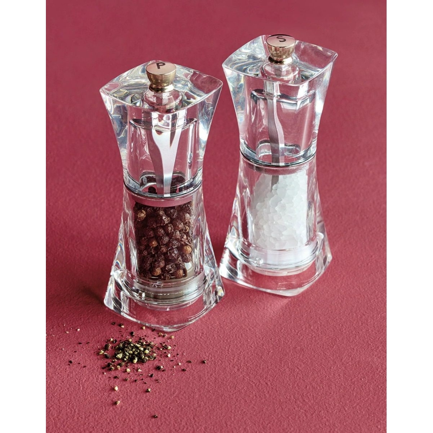 Cole&Mason - Set de râșnițe pentru sare și piper CRYSTAL, 2 bucăți, 12,5 cm