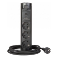 Coloană de prize pentru blat de birou 3x 230 V + USB-A + USB-C, negru
