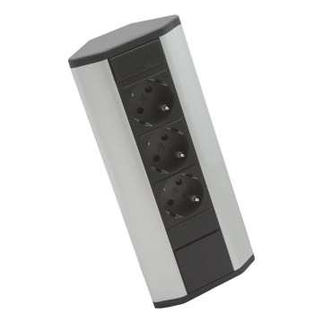 Coloană de prize pentru colț, 3x230V, negru/argintiu