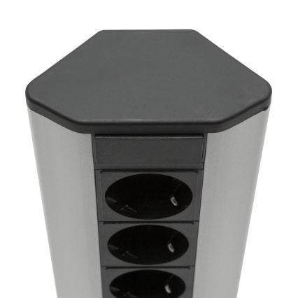 Coloană de prize pentru colț, 3x230V, negru/argintiu