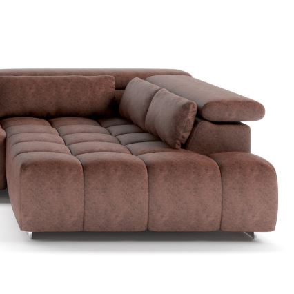 Colțar în formă de U TROPEA cu suporturi pentru cap, partea dreaptă, maro