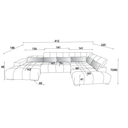 Colțar în formă de U TROPEA cu suporturi pentru cap, partea dreaptă, maro