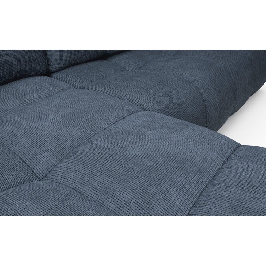 Colțar extensibil tapițat ALMADA, tip L, stânga, albastru, cu spațiu de depozitare