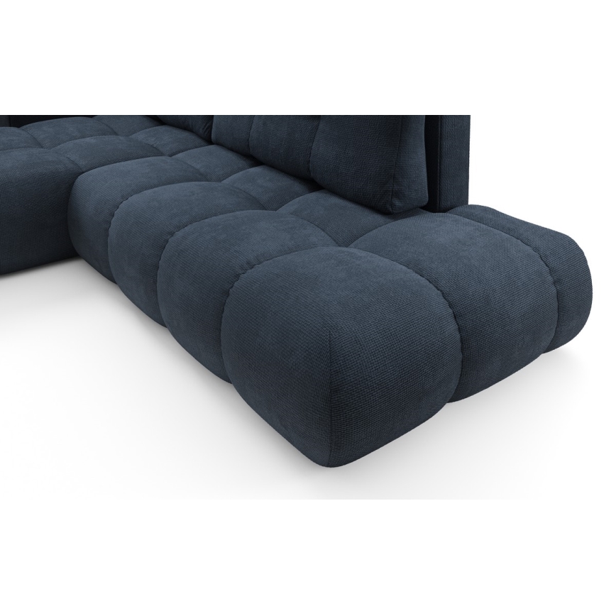 Colțar extensibil tapițat ALMADA, tip L, stânga, albastru, cu spațiu de depozitare