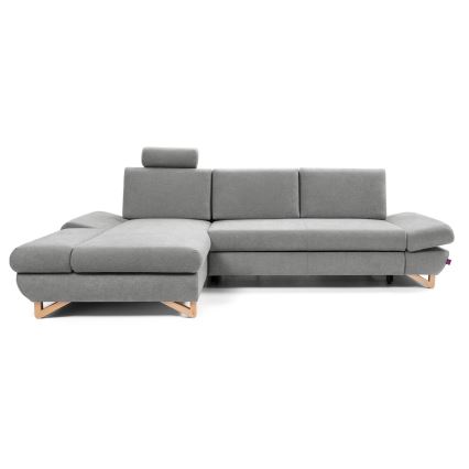 Colțar extensibil tapițat AVESTA, cu spațiu de depozitare, L, stânga, gri