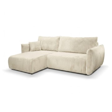 Colțar extensibil FRIDA, reversibil, în formă de L, cu spațiu de depozitare, crem
