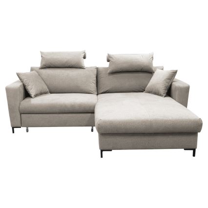 Colțar extensibil HORTA, în formă de L, cu spațiu de depozitare, pe partea dreaptă, gri