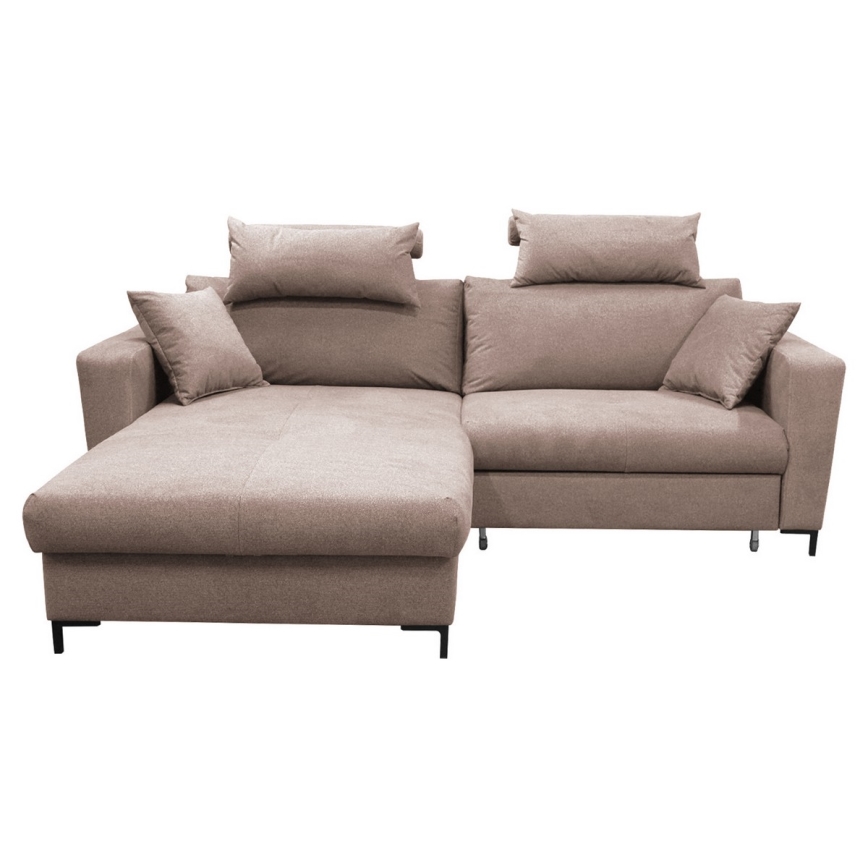 Colțar extensibil HORTA tip L, cu spațiu de depozitare, stânga, roz