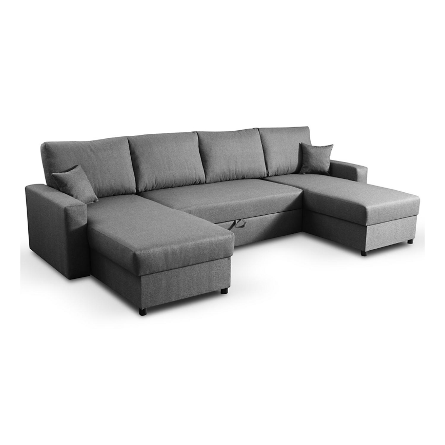 Colțar extensibil în formă de U JANISE, cu spațiu de depozitare, gri