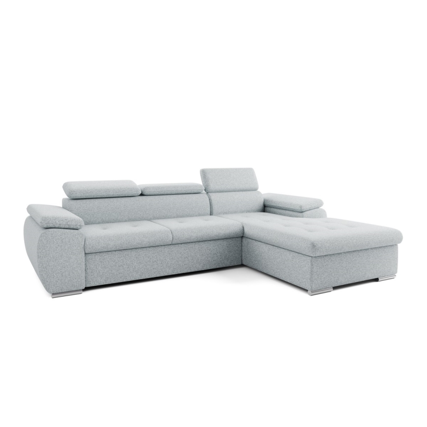 Colțar extensibil în L PADUA, cu spațiu de depozitare, gri, pe partea dreaptă