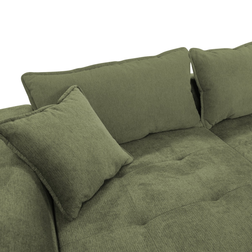 Colțar extensibil LAGOA, stânga, verde, cu spațiu de depozitare, în formă de L