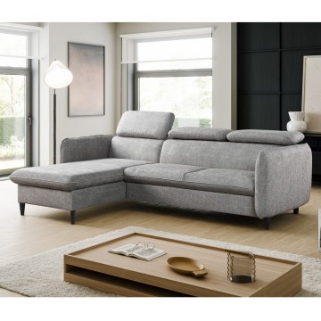 Colțar extensibil NISA, în formă de L, cu spațiu de depozitare, gri, orientare stânga