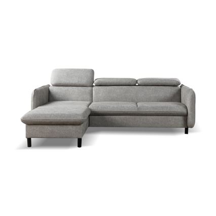 Colțar extensibil NISA, în formă de L, cu spațiu de depozitare, gri, orientare stânga