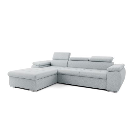 Colțar extensibil PADUA în L, gri, cu spațiu de depozitare, pe stânga