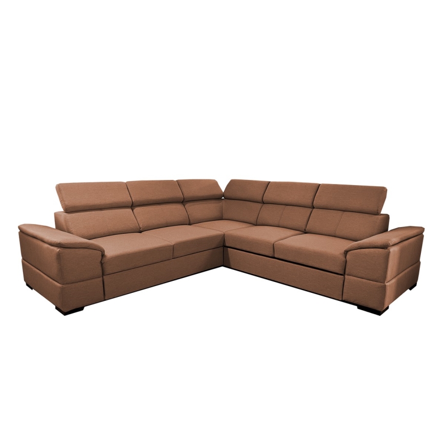 Colțar extensibil universal GRANADA cu spațiu de depozitare, maro