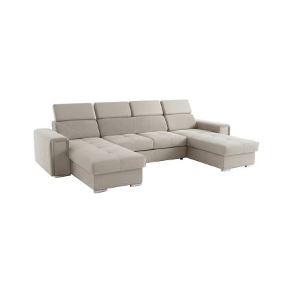 Canapea extensibilă SALVADA, colț universal în U, cu spațiu de depozitare, bej