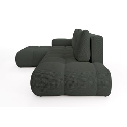 Canapea colțar extensibilă ALMADA, tapițată, cu spațiu de depozitare, formă L, stânga, antracit