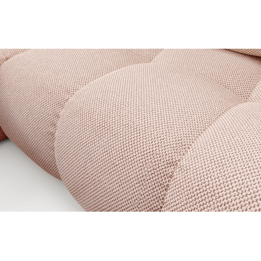 Colțar extensibil tapițat ALMADA, formă L, orientare stânga, cu spațiu de depozitare, roz