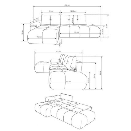 Colțar extensibil tapițat ALMADA, formă L, orientare stânga, cu spațiu de depozitare, roz