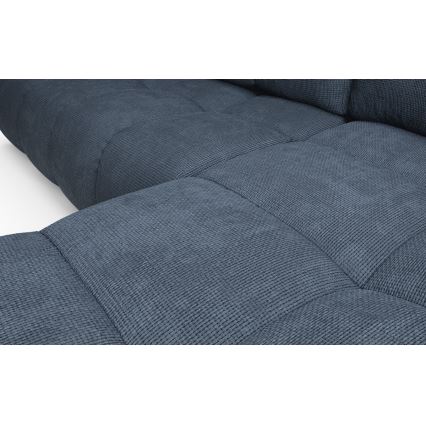 Colțar extensibil tapițat ALMADA, în L, cu spațiu de depozitare, orientare pe partea dreaptă, albastru