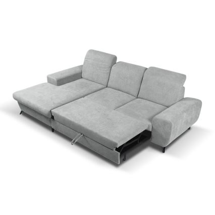 Colțar extensibil tapițat ALTA, în formă de L, cu spațiu de depozitare, orientare stânga, gri