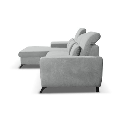 Colțar extensibil tapițat ALTA, în formă de L, cu spațiu de depozitare, orientare stânga, gri