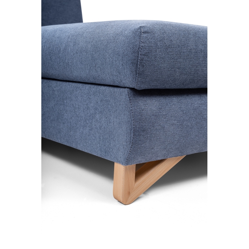 Colțar tapițat extensibil AVESTA, în formă de L, cu spațiu de depozitare, orientare dreapta, albastru