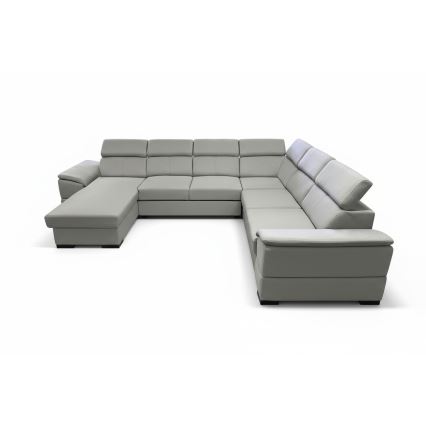 Colțar extensibil universal în formă de U cu spațiu de depozitare, model GRANADA, gri deschis