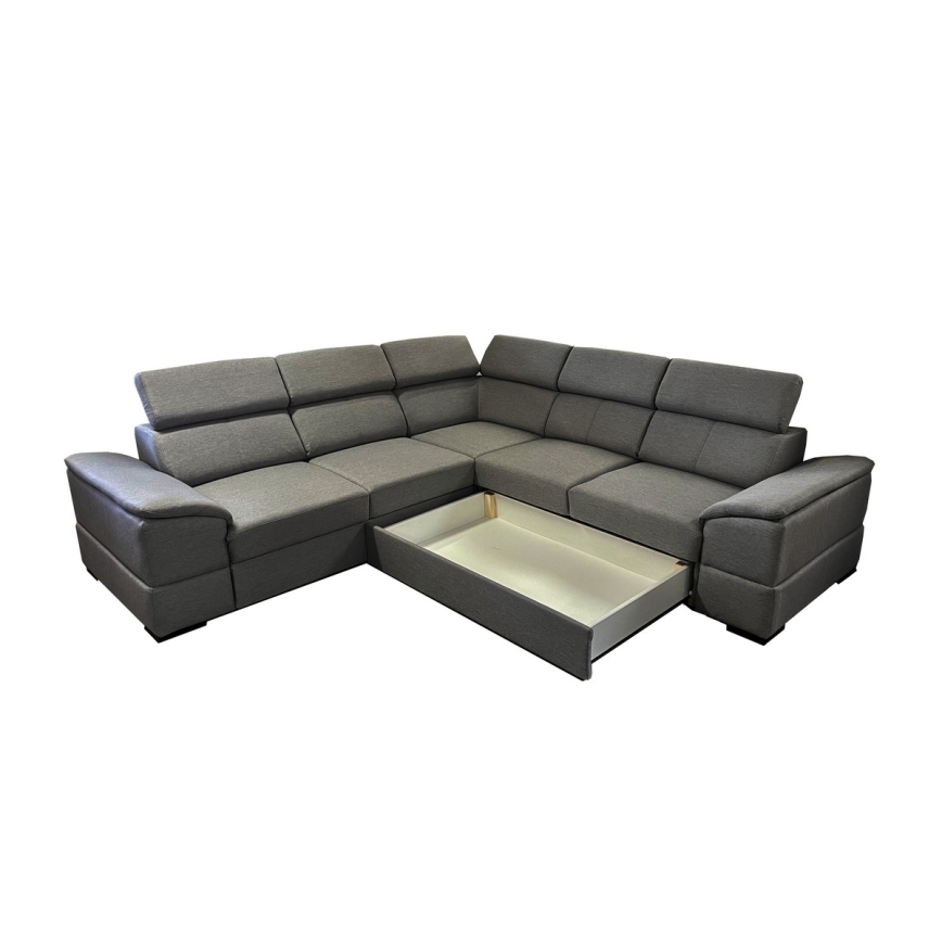 Canapea colțar extensibilă reversibilă cu spațiu de depozitare GRANADA, gri închis