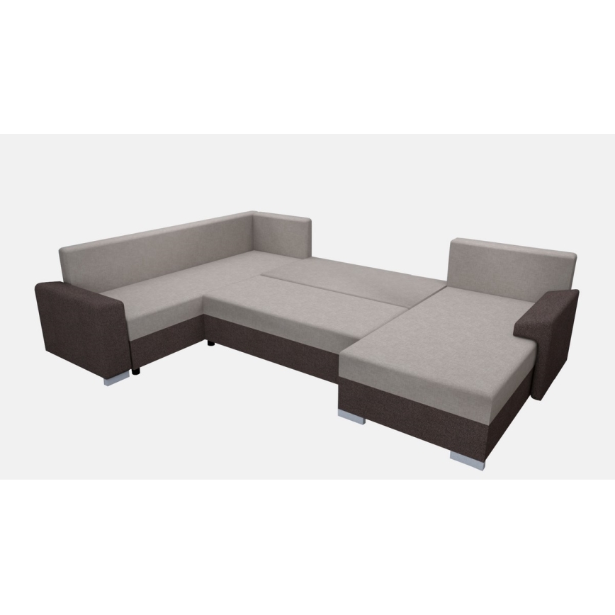 Colțar extensibil universal, tapițat, în formă de U OXFORD, maro/taupe