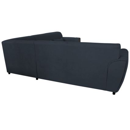 Colțar extensibil VISEU, stânga, antracit/negru, cu spațiu de depozitare