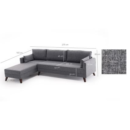 Colțar KORFU în L, gri, stânga