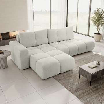 Colțar tapițat extensibil ALMADA în formă de L, versiune stânga, bej