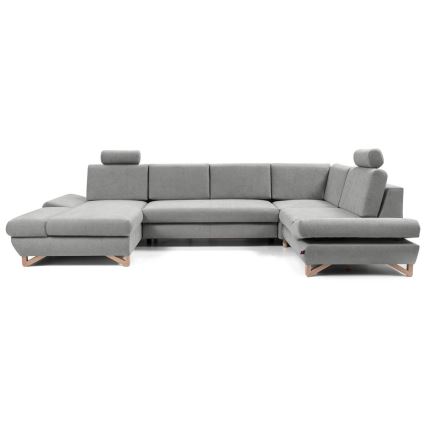 Colțar tapițat extensibil AVESTA în formă de U, cu spațiu de depozitare, gri