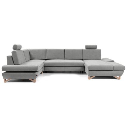 Colțar tapițat extensibil AVESTA, tip U, gri, cu spațiu de depozitare