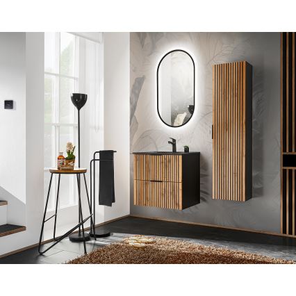 COMAD XILO BLACK WOTAN 82-60-D-2S - Corp mobilier sub lavoar XILO 57 x 60,2 cm, negru/stejar Wotan