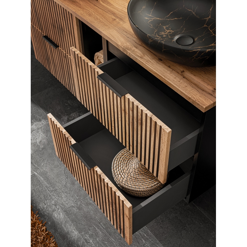 COMAD XILO BLACK WOTAN 82-60-D-2S - Corp mobilier sub lavoar XILO 57 x 60,2 cm, negru/stejar Wotan