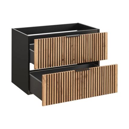 COMAD XILO BLACK WOTAN 82-80-D-2S - Dulap sub lavoar XILO 57 x 80,2 cm negru/stejar Wotan