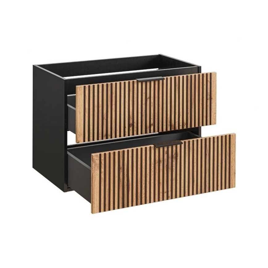 COMAD XILO BLACK WOTAN 82-80-D-2S - Dulap sub lavoar XILO 57 x 80,2 cm negru/stejar Wotan