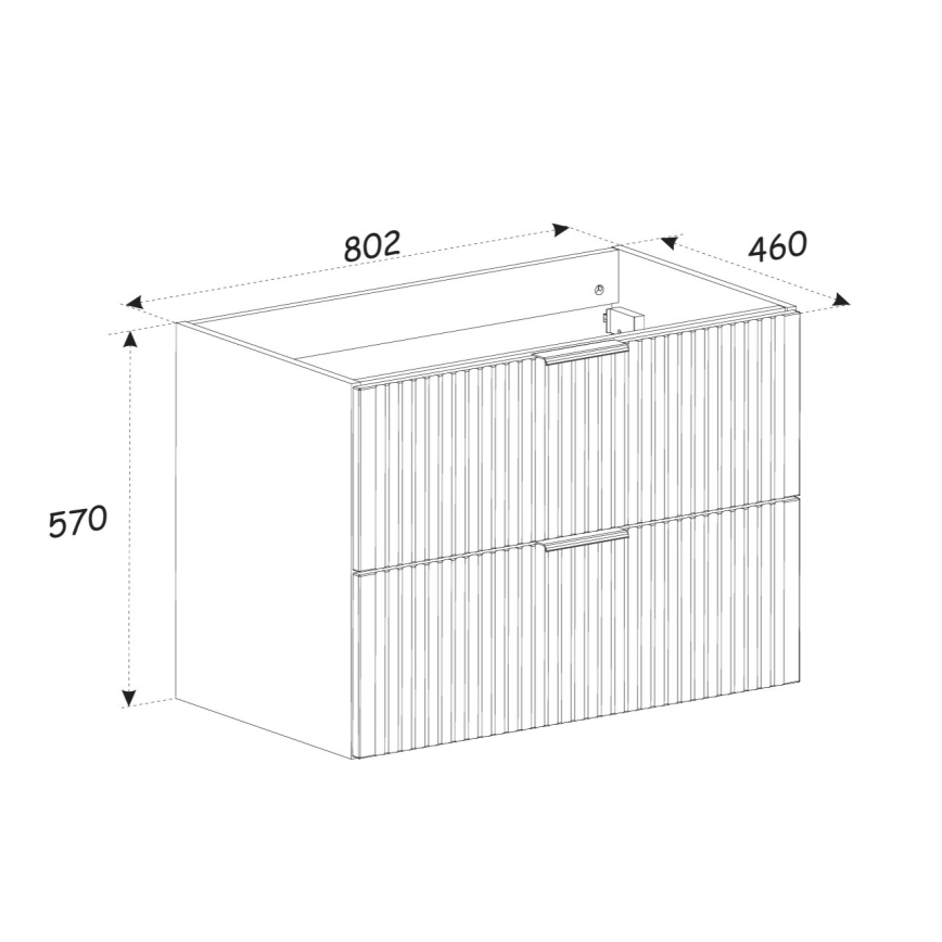 COMAD XILO BLACK WOTAN 82-80-D-2S - Dulap sub lavoar XILO 57 x 80,2 cm negru/stejar Wotan