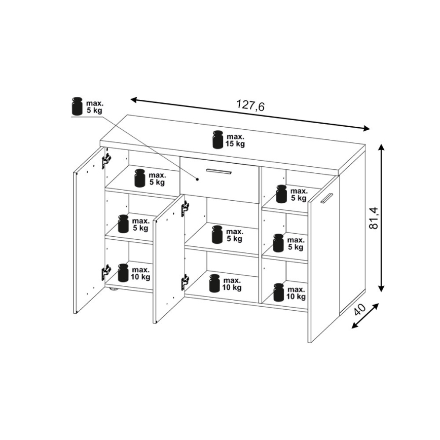 Comodă BRUNO, Sonoma stejar/alb