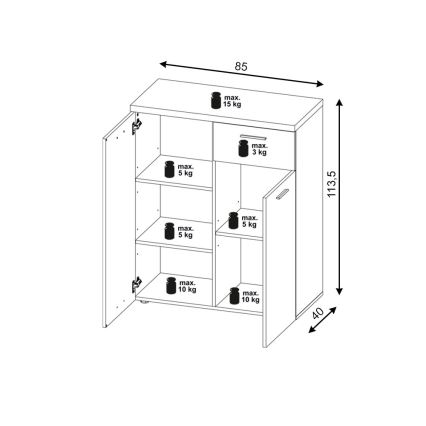 Comodă BRUNO, stejar sonoma/alb