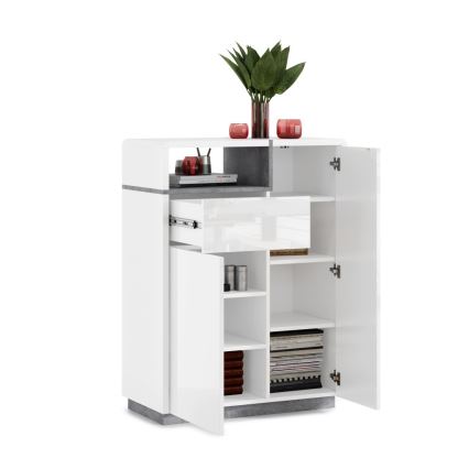 Comodă cu sertar FRED, alb/gri