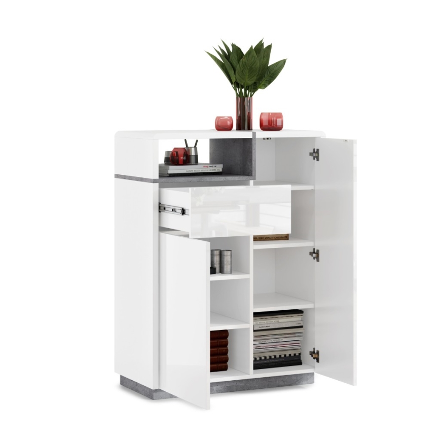 Comodă cu sertar FRED, alb/gri