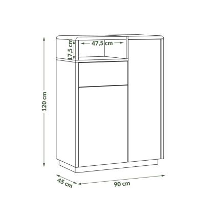 Comodă cu sertar FRED, alb/gri