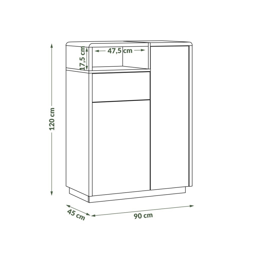 Comodă cu sertar FRED, alb/gri