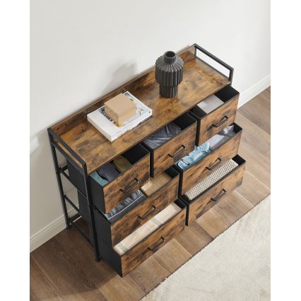 Comodă cu sertare KIRA, maro/negru