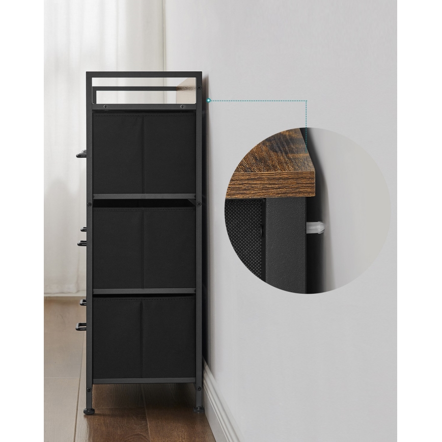 Comodă cu sertare KIRA, maro/negru